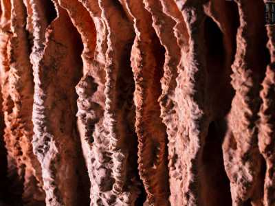 Sulle pareti laterali invece le varie concrezioni rocciose hanno formato delle �rughe� che fanno sembrare la pietra quasi scolpita